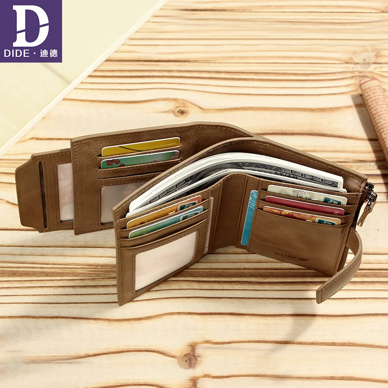 Кошельки DIDE мужские из натуральной кожи Классические Короткие Бумажники для