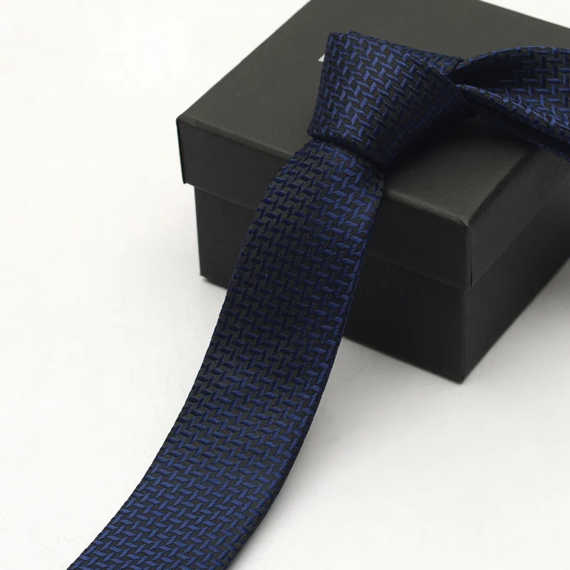 Новый Мужской Жаккардовый тканый синий Модный тонкий галстук 5 см для мужчин