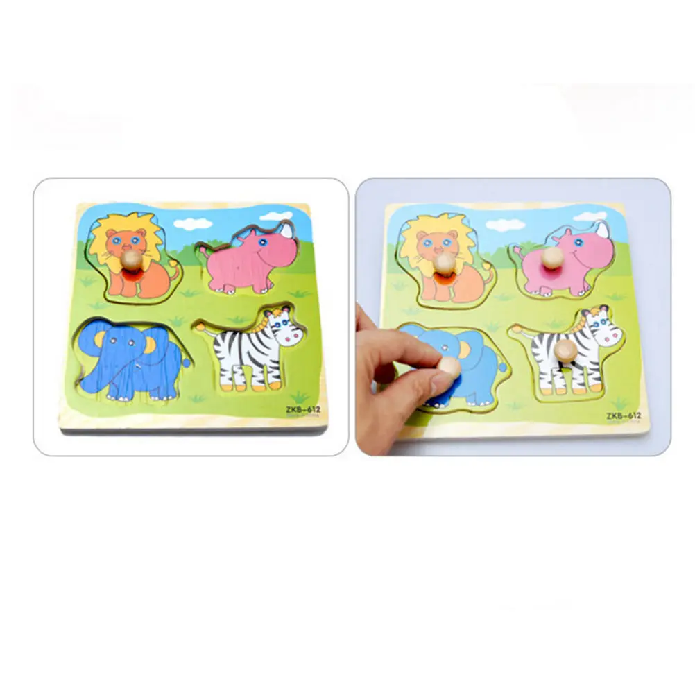 

1Pcs Cartoon Kids Wooden Puzzle Intelligence Educational Baby Toys Gift Brain Teaser Animal Plants Jigsaw Board Random style