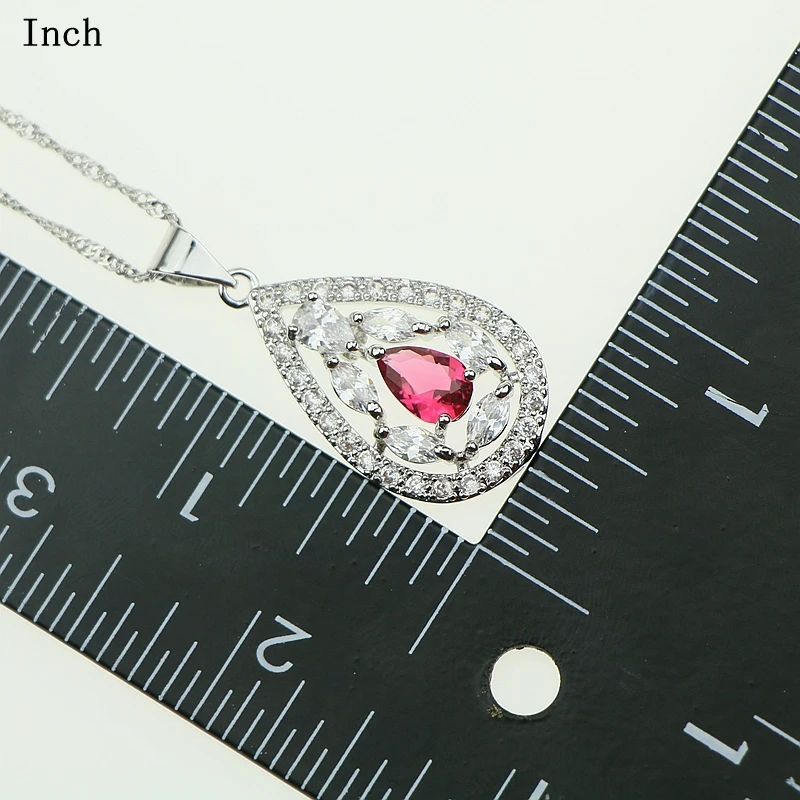 Серебро 925 Свадебные украшения сливы красный фианит серьги с белым