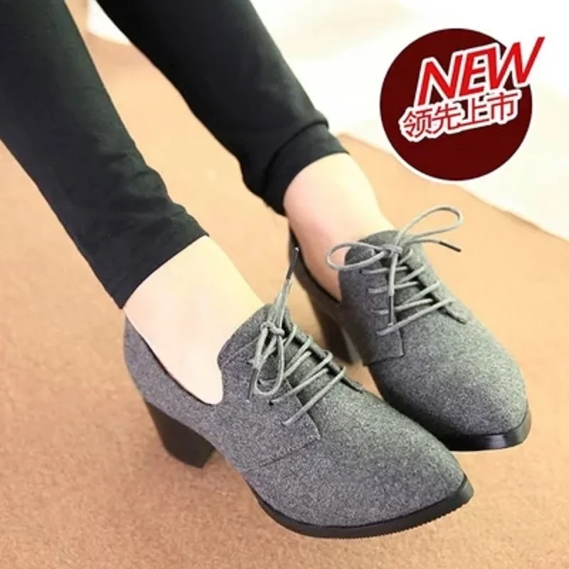 2018 Весна и осень в стиле ретро женские остроконечные обувь с острым носком одной