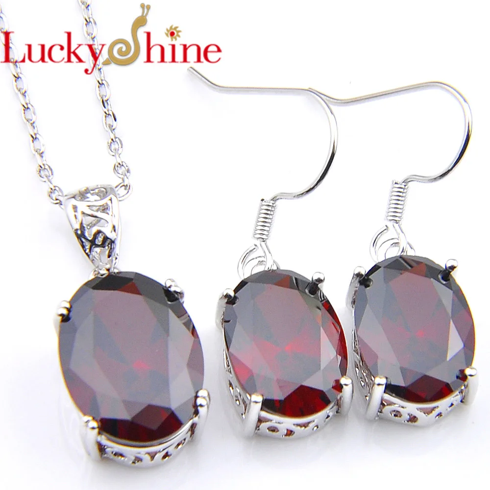Luckyshine Mix 2 шт. 1 комплект огненные классические овальные блестящие красные гранат