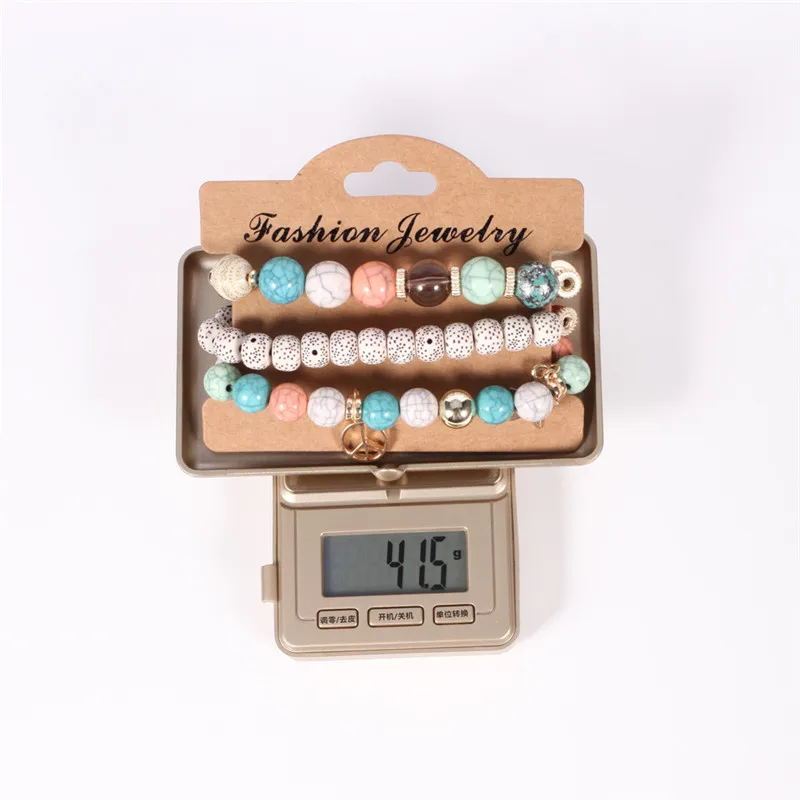 

Vintage Star Geometric Round Bodhi Wood Beaded Bracelets For Women Hand Natural Stone Gold Color Bracelet Wedding Jewelry Bijoux