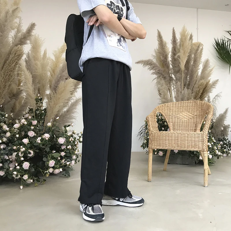 

2019 Autumn New Korean Version Of The Tide Male Original Neutral Harajuku Style Knit Trend Loose Student Casual Trousers M-2XL