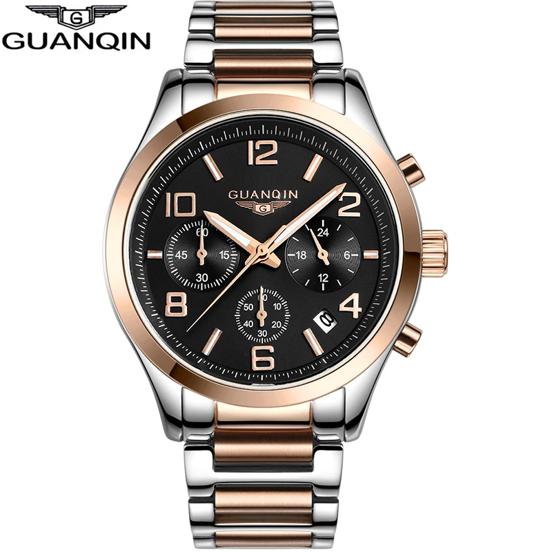 Relogio masculino GUANQIN Роскошные Лидирующий бренд мужские часы хронограф светящиеся из