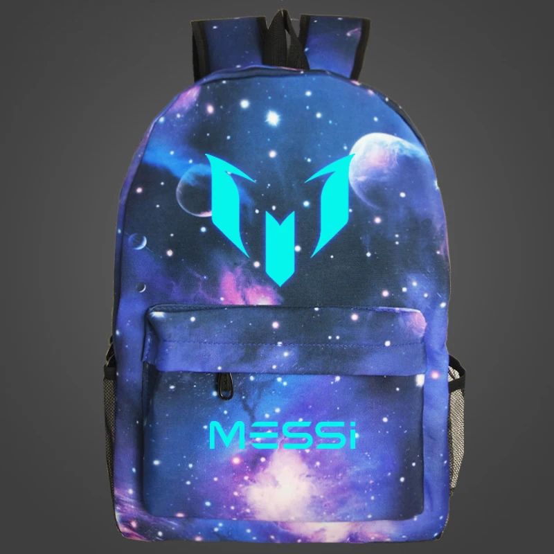 Рюкзак с логотипом Messi, светящийся в темноте, сумка для мужчин, мальчиков, Барселона, девочек, дорожная сумка для подростков, школьная Детская сумка, рюкзак Mochila Bolsas Escolar - Цвет: universe