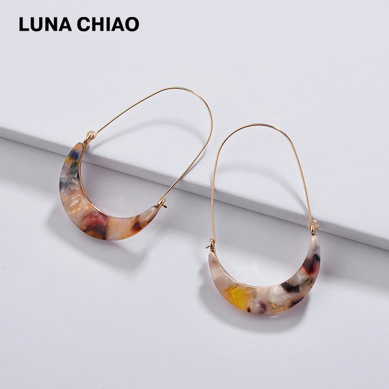 LUNA CHIAO модные корейские стильные цветные ацетатные акриловые серьги в форме Луны