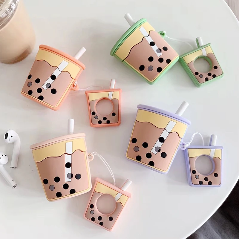 Силиконовый чехол 3D Cola Cup Milk tea с веревкой для защиты от потери аксессуары airpods