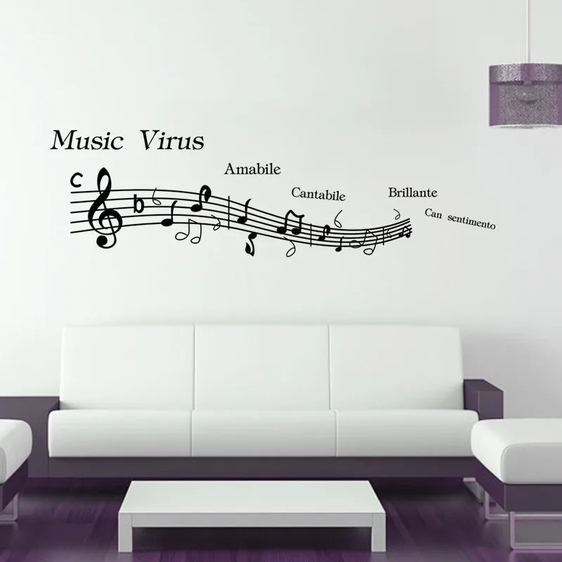 

2016 New design musical note wall stickers home decoration art for wall removable waterproof black 38 * 57cm
