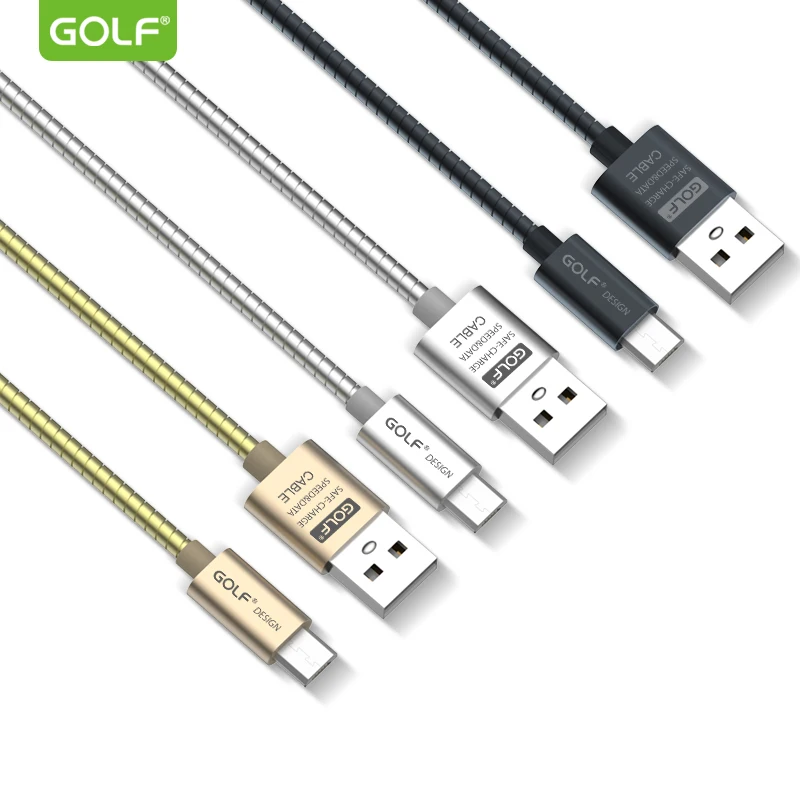 GOLF 1m Metal Helix Tube Fast Charging Micro USB Data Sync Charger Cable For Samsung S6 S7 Edge LG G3 G4 V10 Redmi 4 5 6 Note 5A | Мобильные