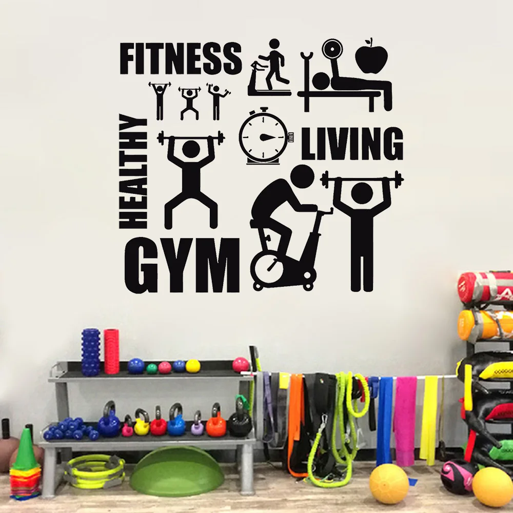 

Fitness Gym Wall Decal Vinyl Healthy Lifestyle Sport Motivation Living Room Wall Stickers Removable Room Decoration poster Z173