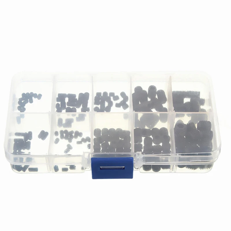 Hex Set Grub Screws Cup Gasket 200pcs Black Allen Head Socket Point Assortment Kit with Box For Home Tools | Обустройство дома