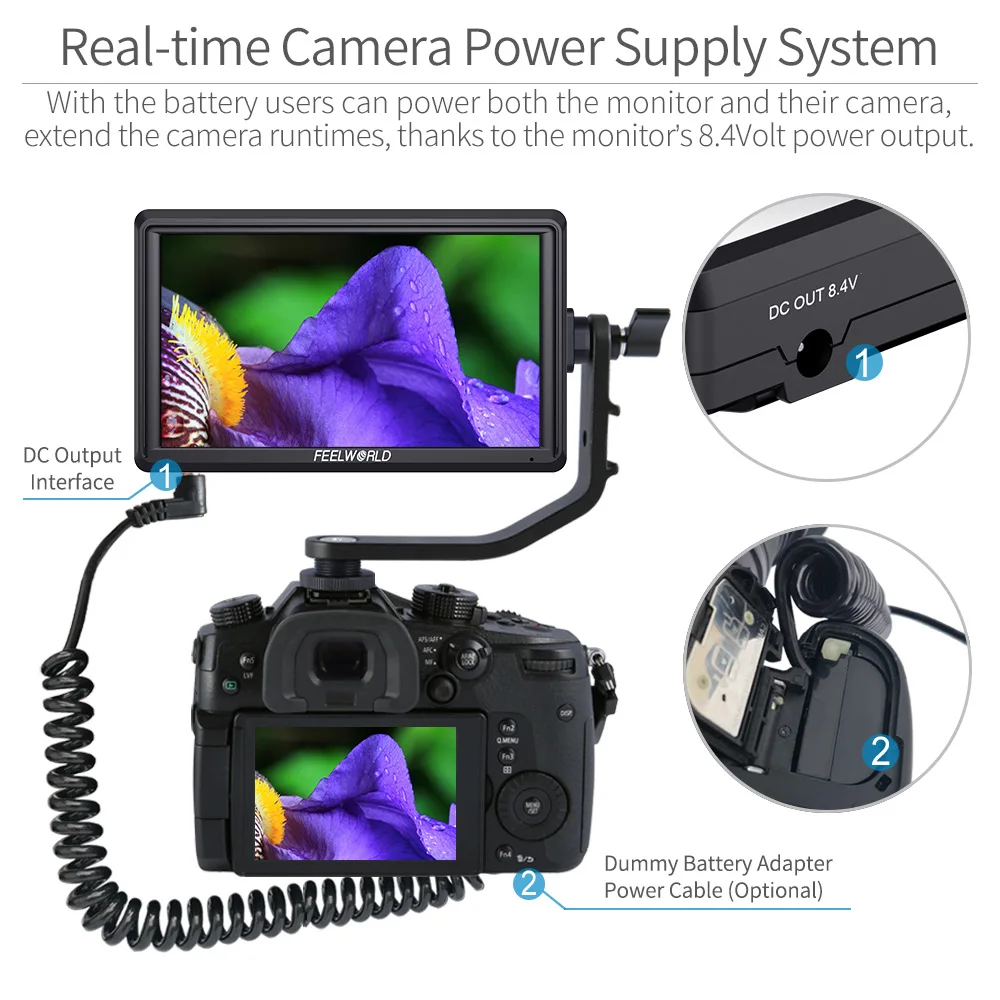 FEELWORLD S55 5 дюймов Камера DSLR полевой монитор с разрешением 4 K HDMI 1280x720 gimbal аксессуары