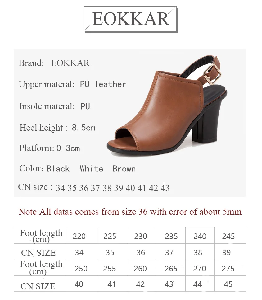 Женские босоножки на толстом каблуке Eokkar 2019 черные повседневные из