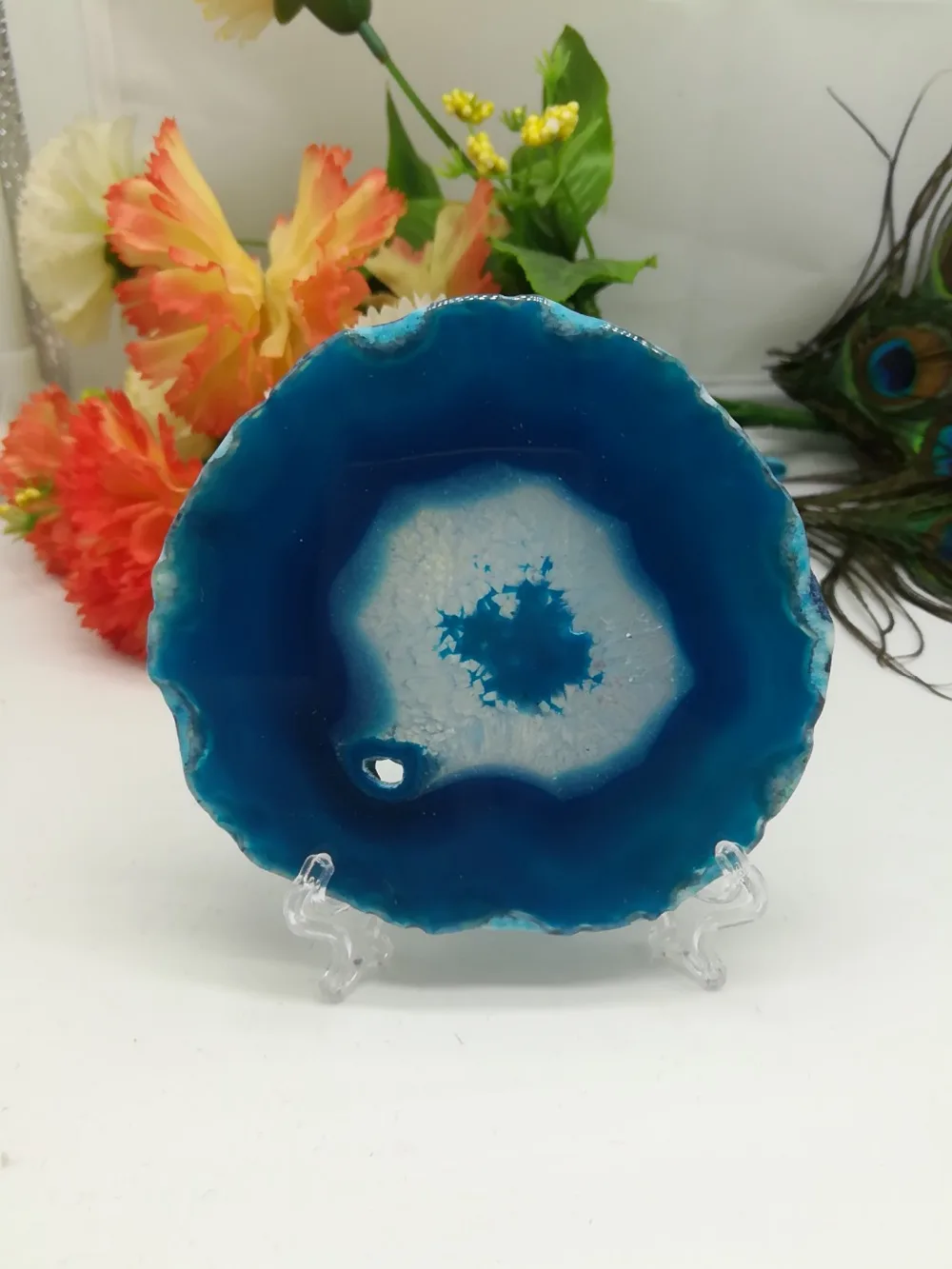 Grand agate bleue Geode поли хрустальный кварц | Дом и сад