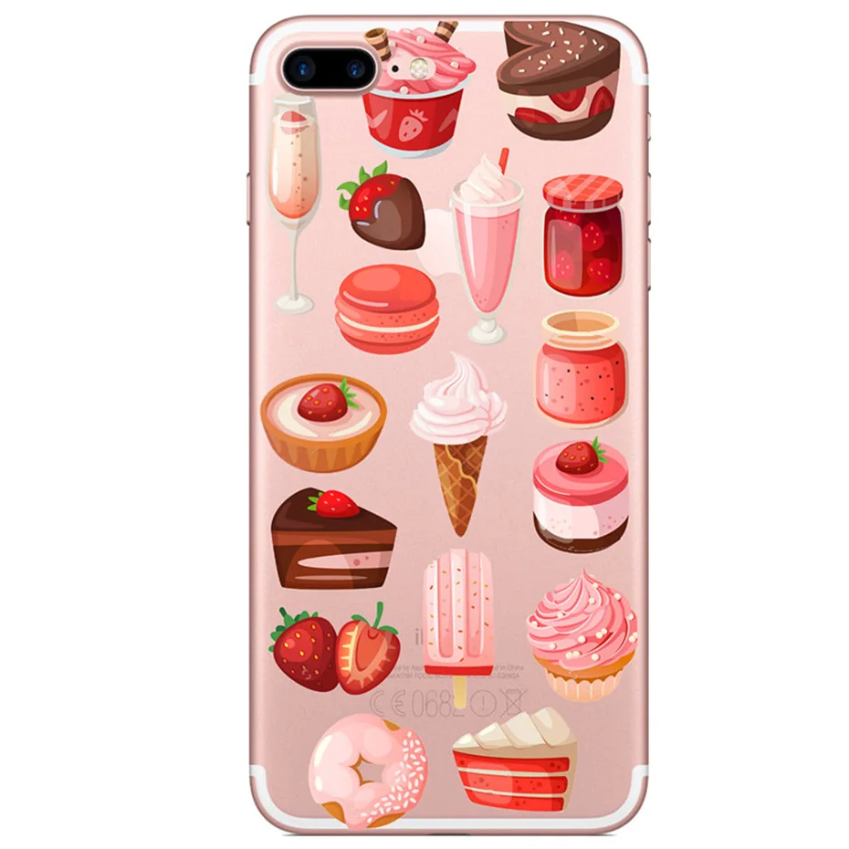 Для iPhone X 7 8 6 S Plus пончик мороженое чехол для телефона задняя крышка мягкая TPU iPhone7