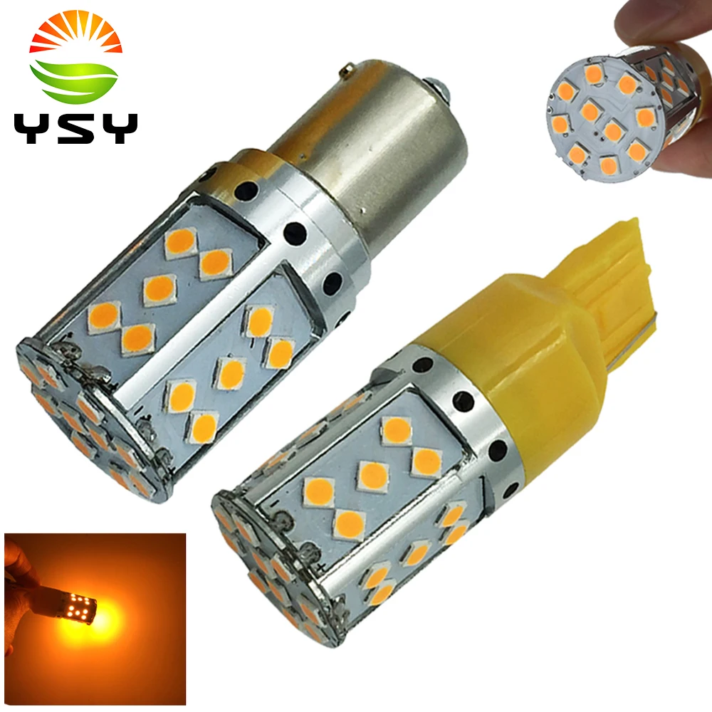 YSY 1156/BA15S/P21W BAU15S PY21W Canbus T20 7440 W21W 3030 35SMD автомобильная светодиодная лампа янтарная