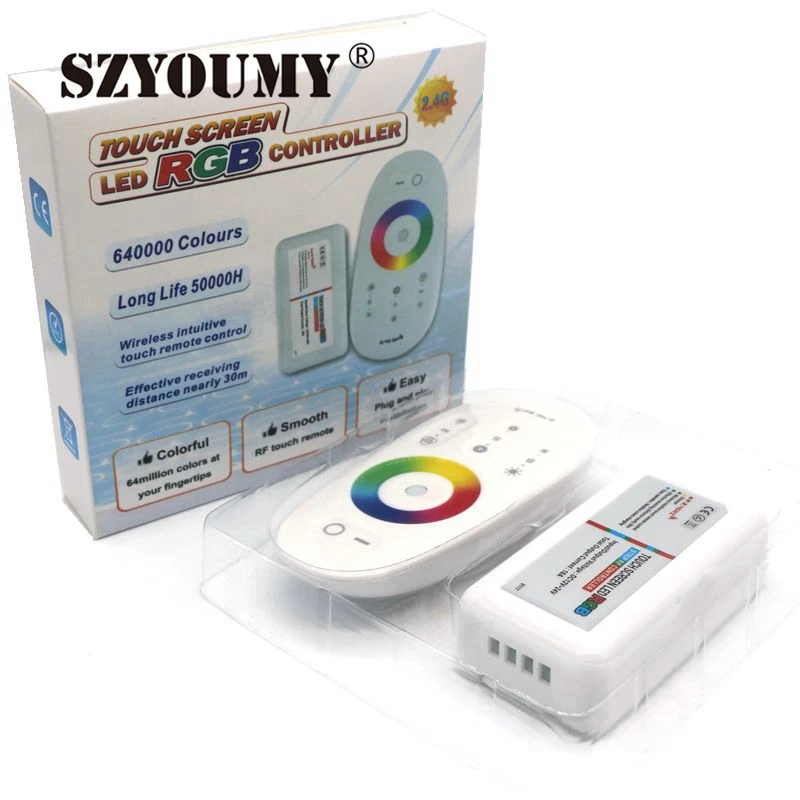 

SZYOUMY DC 12V 24V RGBW OR RGB Led Controller For SMD 5050 3528 Led Strip 2.4G RF Touch Screen Remote Control 6A Per Channel