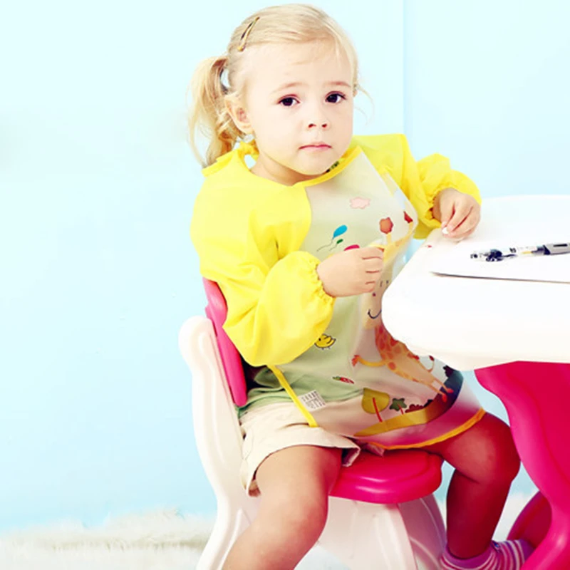 Waterproof Bib Long Sleeve Baby Bibs Baby Feeding Smock Apron Cartoon Animal Cute Breastplate Kids' Things