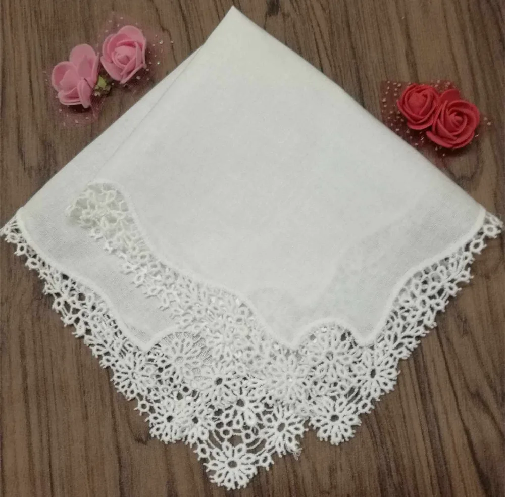 Набор из 12 модных дамские платки свадебные носовые Hanky Linen Daisy вязаный крючком