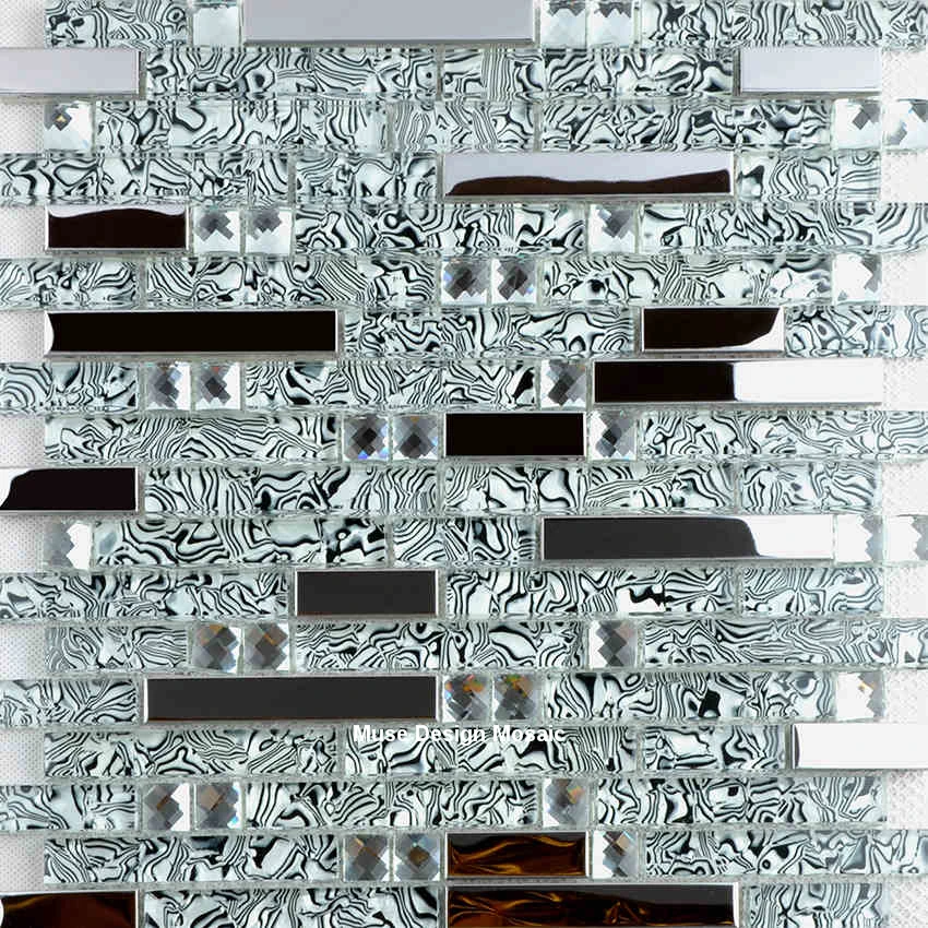 Блокировка из нержавеющей стали Хрустальное стекло мозаика плитка 13 скошенный