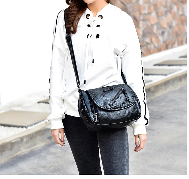 

Fashion women's small handbag soft leather casual shoulder messenger small bag simple style female handbag black DUOME89