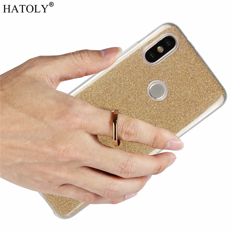 HATOLY Bling кольцо держатель чехол для Xiaomi mi A2 6X прозрачный блеск Чехлы мягкие