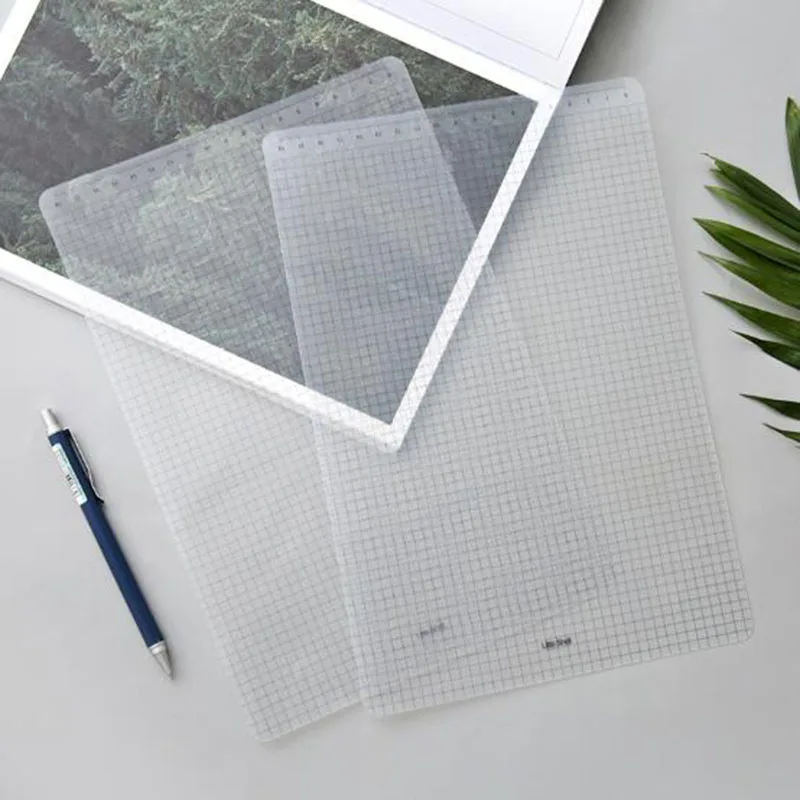 3pcs Simple Transparent PP Test Grid Pad A4 Cutting Mat Desktop Stationery Ruler With Calibrated Writing Board
