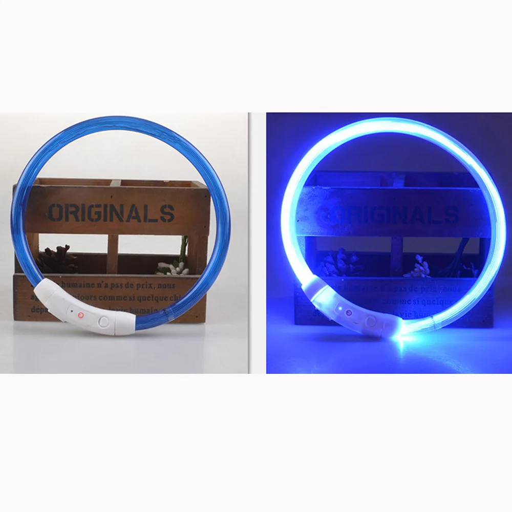 Pet Shop Dog Accessorios Rechargeable USB Collar Waterproof LED Flashing Light Band Safety modern light collier chien@22 |