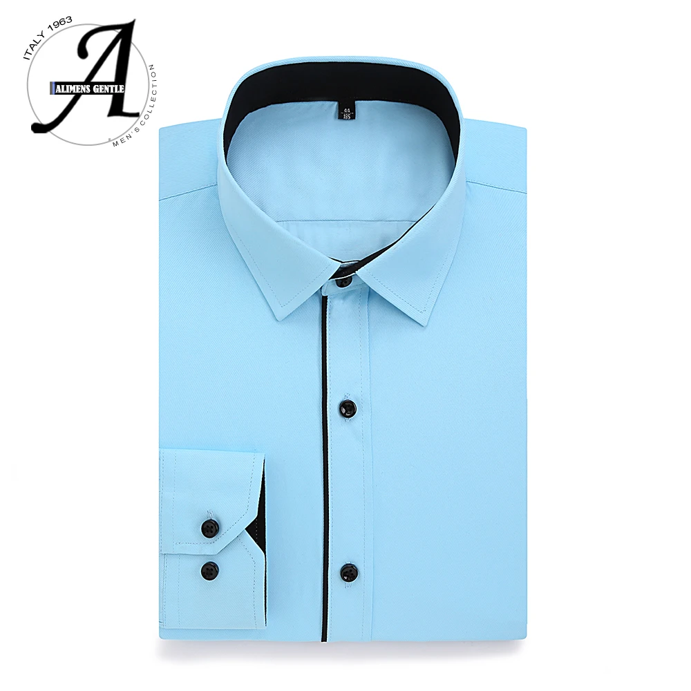 Мужская хлопковая рубашка с длинным рукавом однотонная|dress shirt men|dress shirtdress fashion |