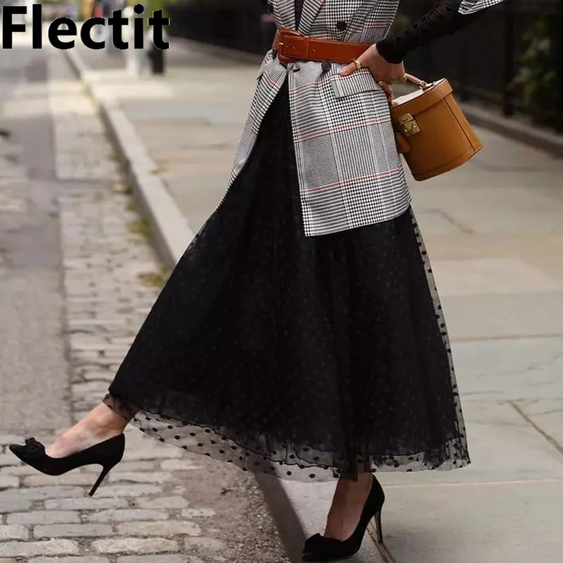 Женская винтажная юбка-пачка черная белая розовая плиссированная юбка макси из