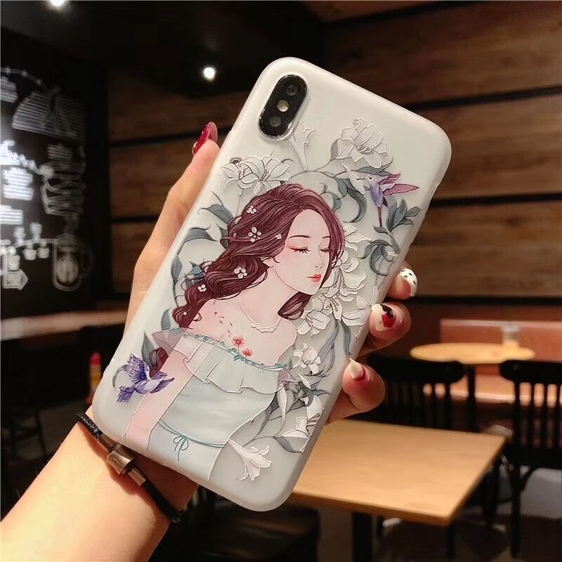 HOTR Cute Cartoon Flowers Case For iphone X XS XR MAX 6 6s 7 8 plus Phone Cases Lovely Girl Cover for Apple |
