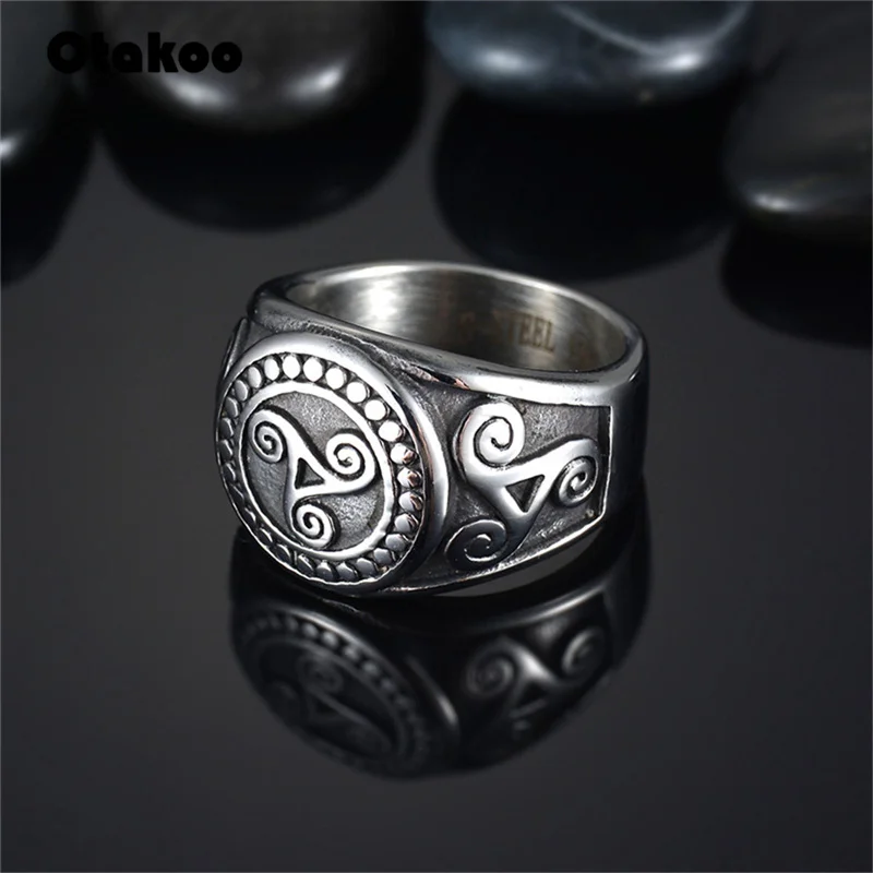 Otakoo Punk Retro Teen Wolf Midi Ring Triskele Triskelion Allison Argent Stainless Steel Finger Signet For Men Gift | Украшения и