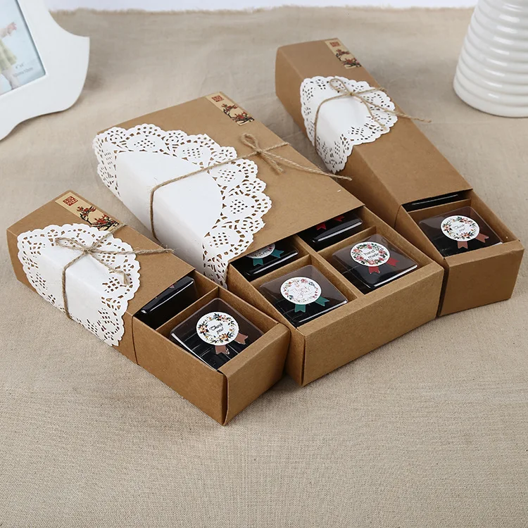 

10PCS mooncake packaging bags kraft paper macaron boxes elegant macaron box cookie bakery gift boxes party favors containers dec