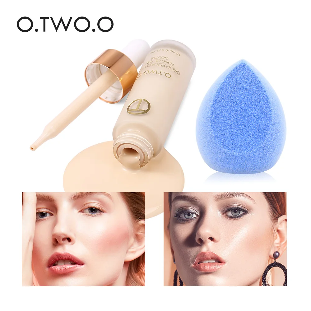 O.TWO Foundation Makeup With Sponge Puff Long Lasting Face Set Matte Liquid Concealer Blender |