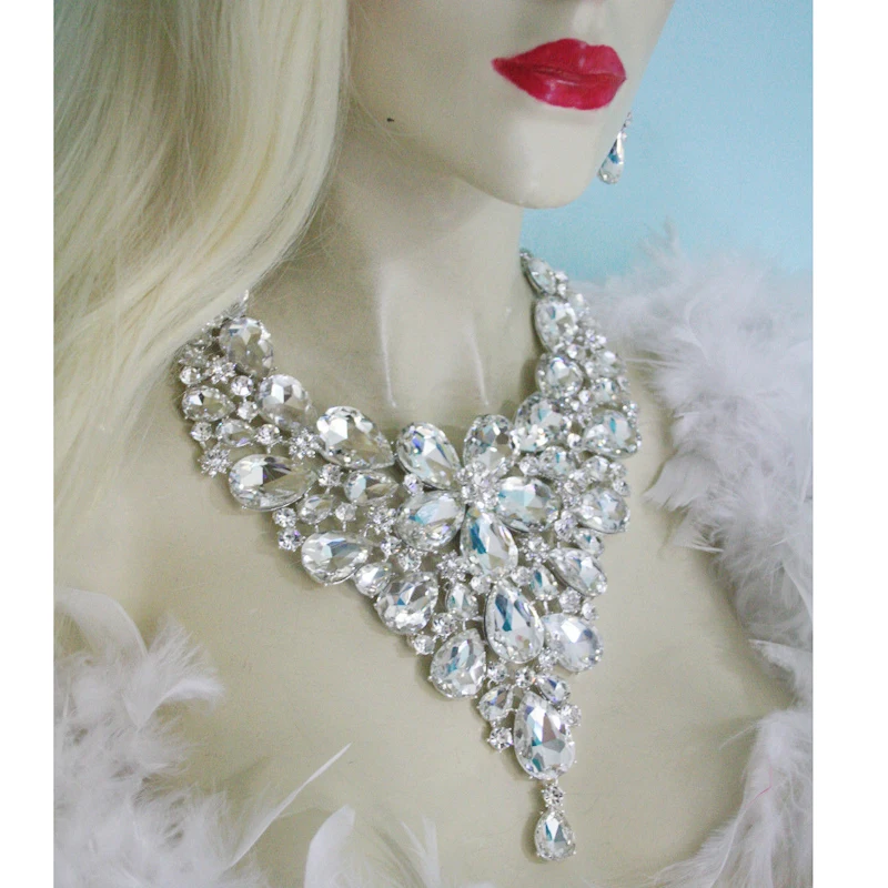 Массивные наборы ювелирных изделий с кристаллами ожерелье и серьги для