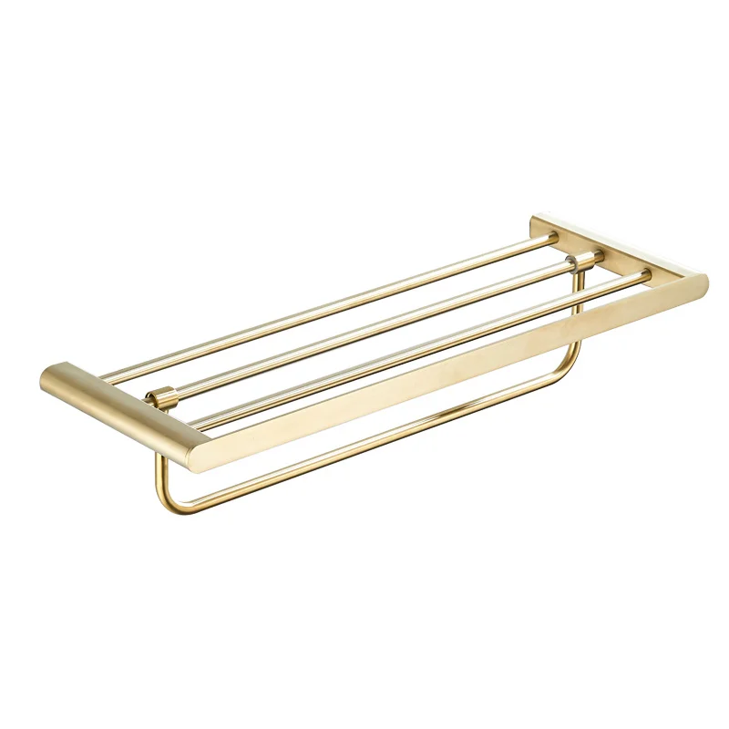 

Brushed Gold Bathroom Towels SUS304 Stainless Steel Bathroom Accessories Towel Hanger Bathroom Towel Rack Wall Mounted Towel Bar