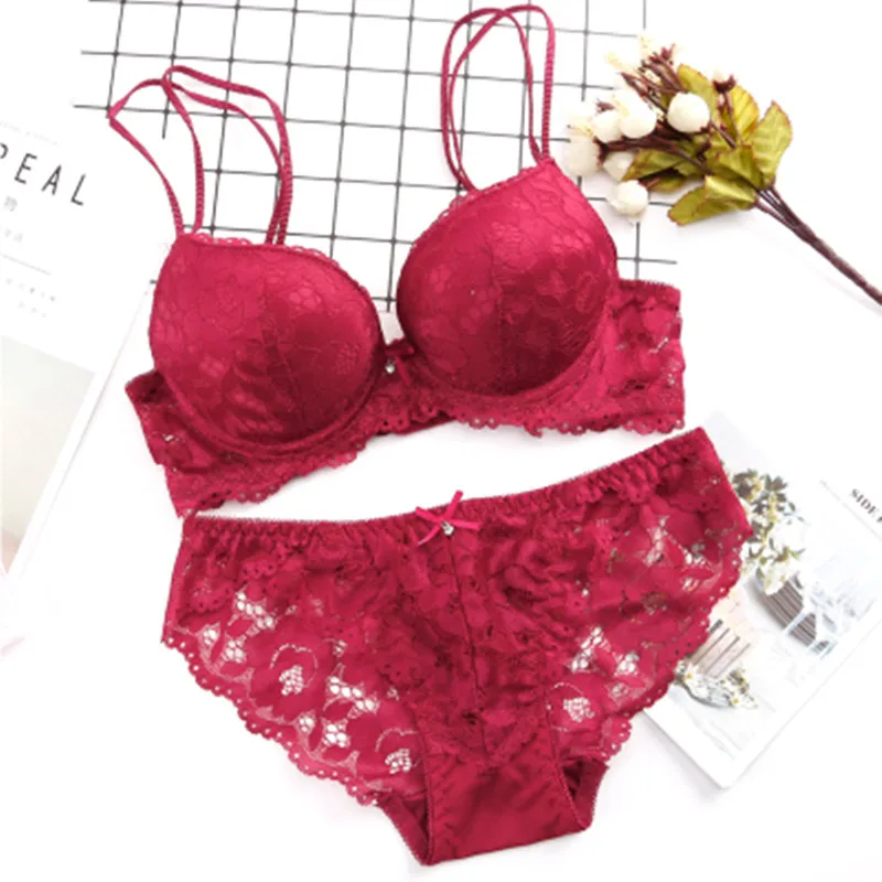 Комплект женского кружевного нижнего белья с чашкой пуш ап 32/34/36/38|bra set|bra set