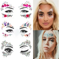 face makeup rhinestones cat eyes shape designed acrylic diamond adhesive for eyeshadow eyebrow makeup tattoo sticker lt005