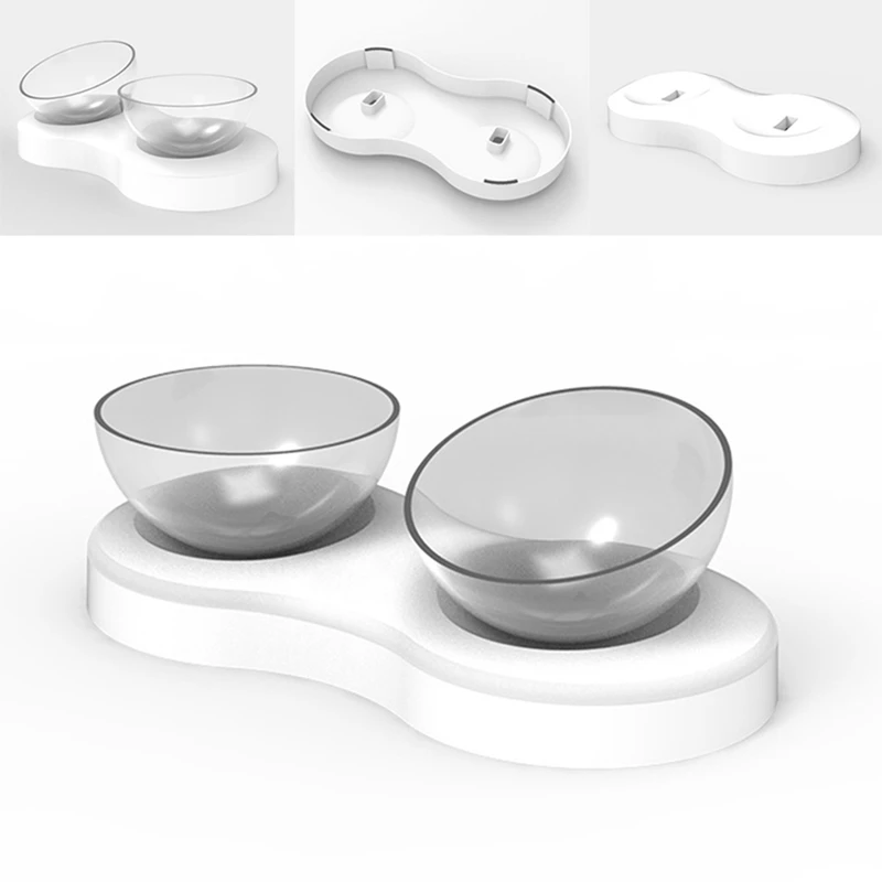 

Pet Cats Transparent Bowl with Holder Anti-slip Cat Food Dish Pet Feeder Water Bowl Perfect For Cats Small Dogs Supplies