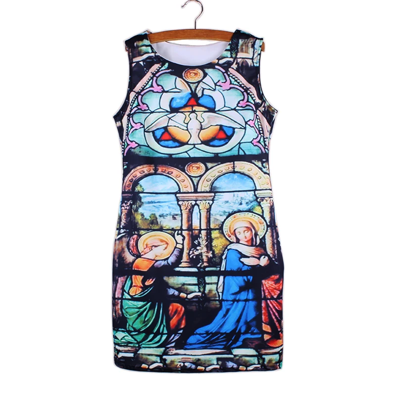 Женские мини платья в западном стиле с винтажным принтом новинка 2016 года летняя