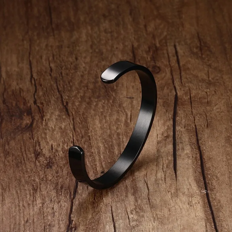 URORU IDE2017 autumn bracelet 6MM smooth opening gold + black white stainless steel couple | Украшения и аксессуары