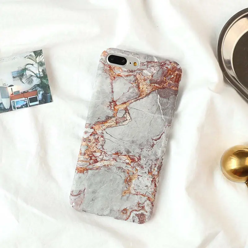 DINGUIER Гранит Мрамор Жесткий ПК Противоударный Тонкий чехол для iPhone X 8 Plus Glossy