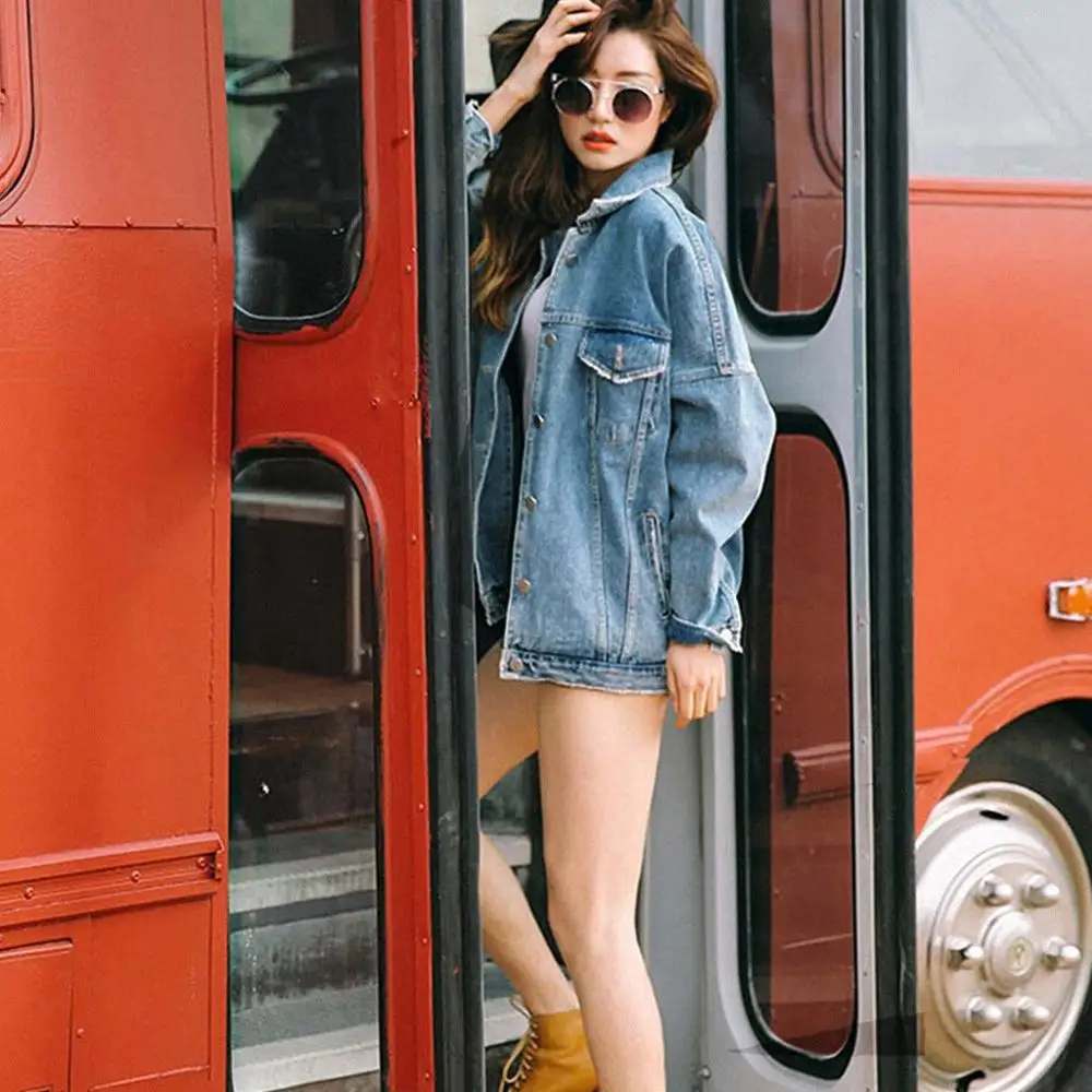 New Autumn Women Solid Retro Oversize Loose Button Jackets Casual Denim Jeans Pocket Coat Outwear Veste En Pour Femme A55 | Женская