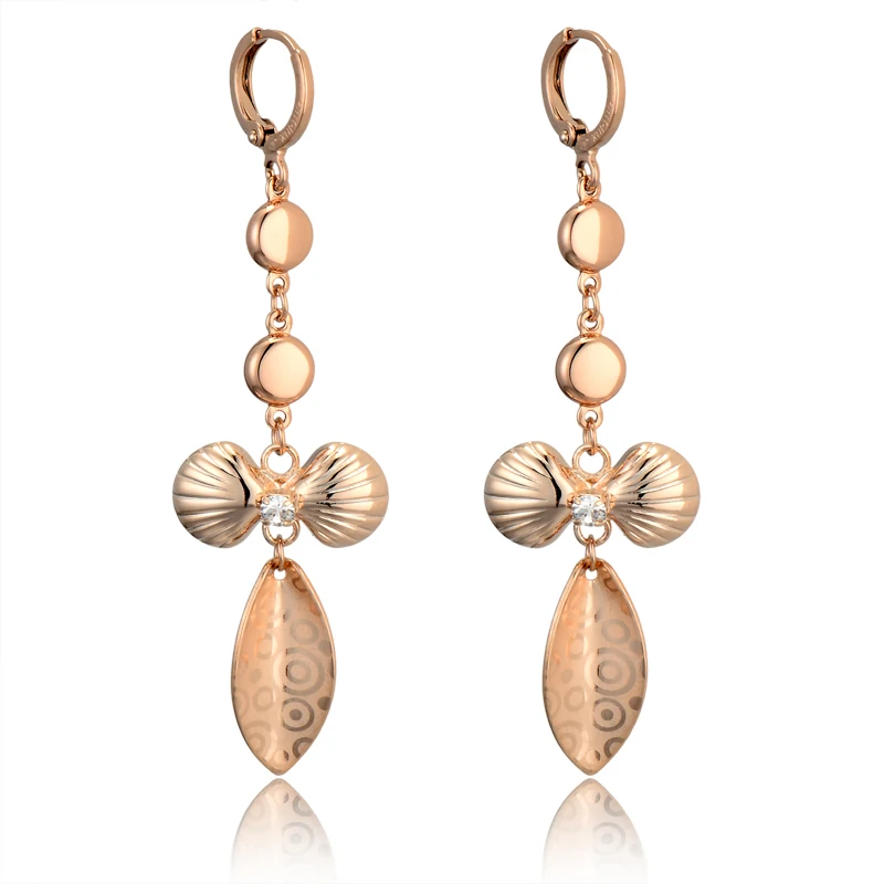 Женские Висячие серьги с бантом длинные в форме капли золотистого цвета