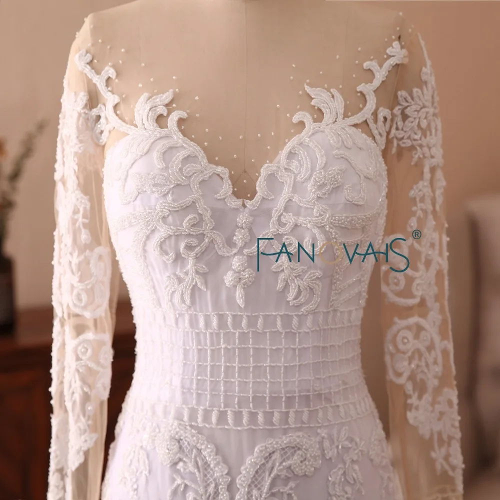 Роскошные свадебные платья с длинными рукавами со съемным шлейфом Vestido de Novia 2019