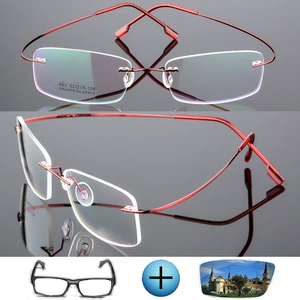 Ульсветильник кие оптические очки без оправы из титанового сплава, 9 цветов, индивидуальные Рецептурные очки, фотохромные очки для близорукости