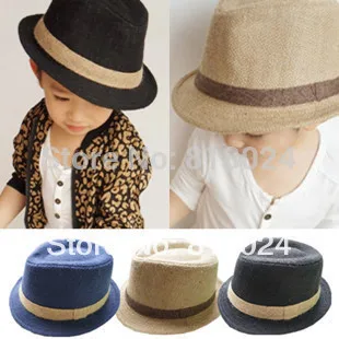 Розничная продажа Классическая однотонная детская фетровая шляпа Детская