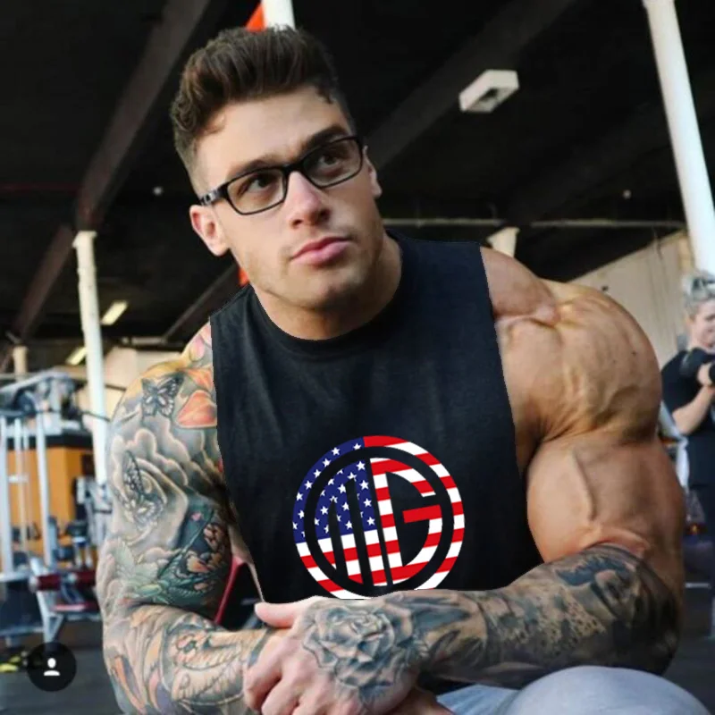 Майка Muscleguys для бодибилдинга спортзала фитнеса тренировок рубашка без рукавов