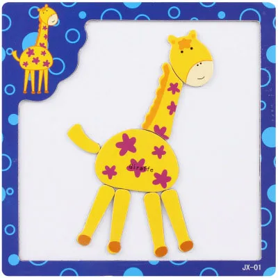 Giraffe Детские деревянные игрушки 3D Магнитные Головоломки фигуры на доску/Животные познавательные головоломки игрушки для детей творческие Раннее Обучение - Цвет: Giraffe